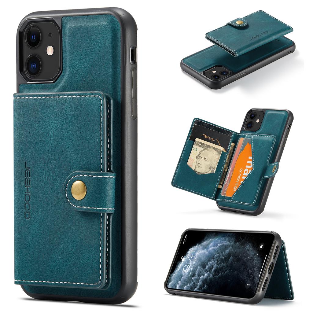 For iPhone 11 Pro Max Case JEEHOOD J01 Retro Leather Phone Back Cover with Detachable Magnetic Card Holder