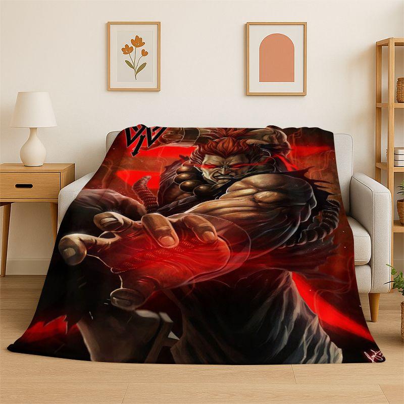 Retro Street Fighter Games Cartoon Flannel Blanket Soft Warm Throw Blanket for Bedroom Living Room Bed Travel Camping Picnic 75x90cm