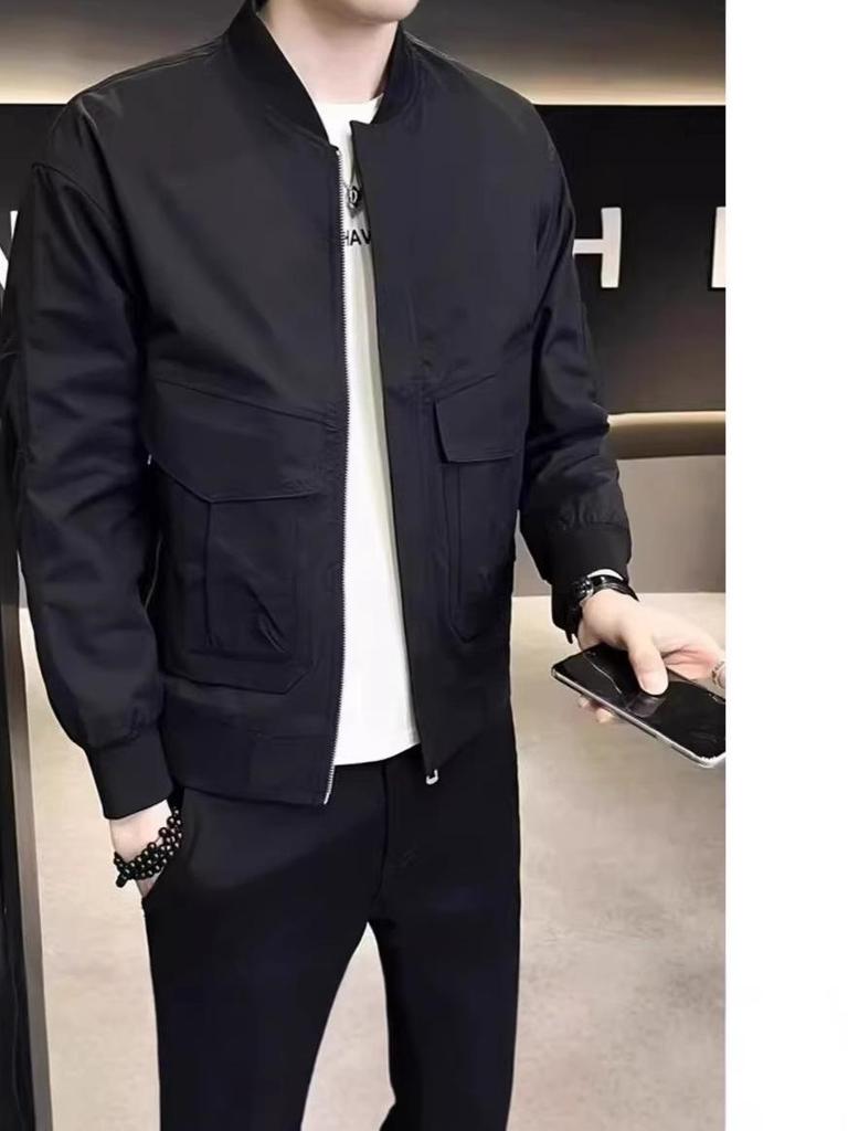 Herren Trendige Baseballkragenjacke - Einfarbige, Lässige & Vielseitige Reißverschluss-Oberbekleidung