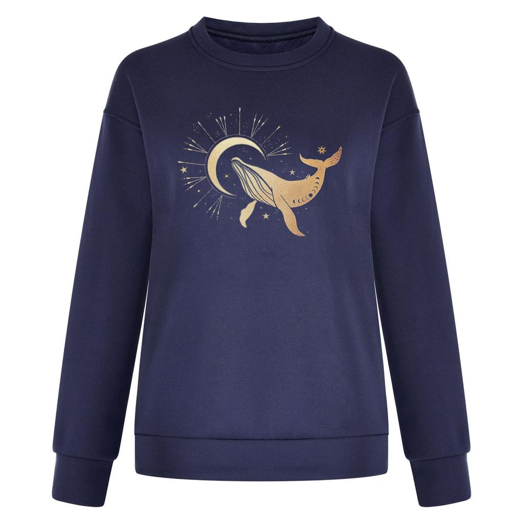 Women's Sun Fish Print Casual Printing Long Sleeve Sweatshirt Pullover Blouse