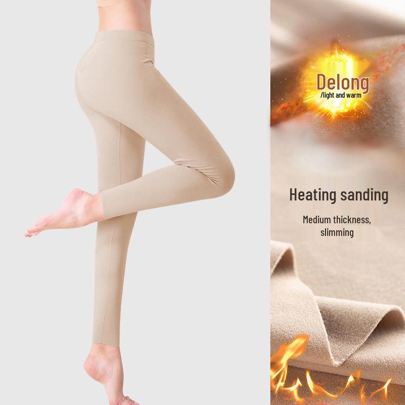 

Women s Seamless Thermal Pants, Double-Sided Velvet, Short Fit, Tight-Fitting Base Layer for Autumn/Winter XXXL абрикосовый