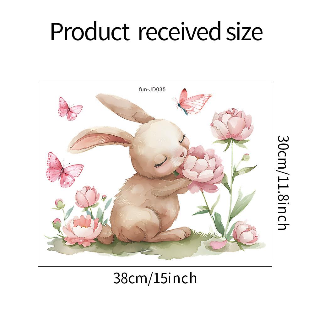 Ostern Aquarell Cartoon Hase Blume Statisch Haftend UV Fensteraufkleber Selbstklebend für Glasfen Heimdekoration