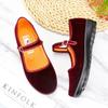 Sapatos Femininas Women Fashion Sweet Wine Red Buckle Strap Anti Skid Dance Shoes Lady Casual Comfort Black Shoe Ab624