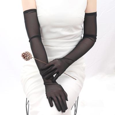 Sexy Spitze Dünn Elastizität Tüll Netz Atmungsaktiv Lange Handschuhe Elegante Damen Schwarze Sonnenschutzhandschuhe Damen Anti-UV Fahrhandschuhe