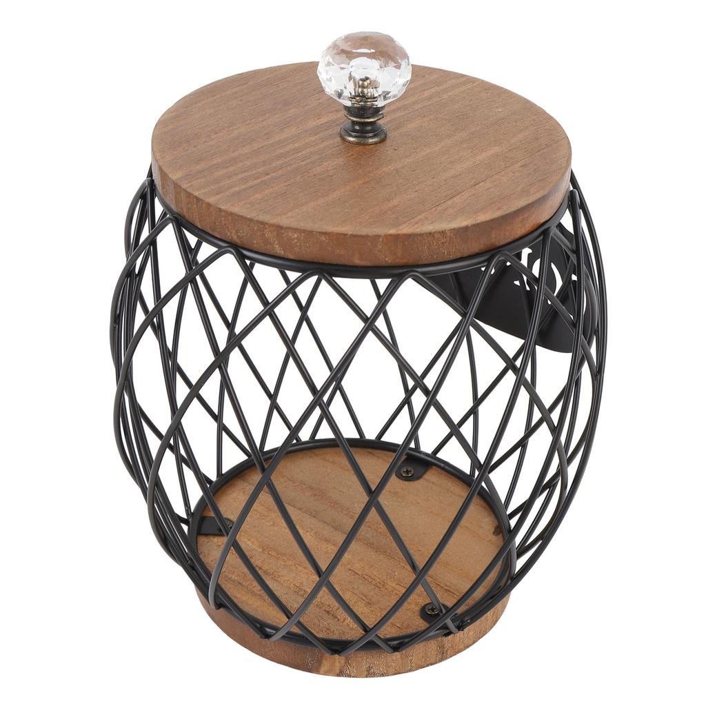 Coffee Capsule Holder Fruit Shaped Stylish Coffee Pod Storage with Wooden Base Lid Home Decor Black