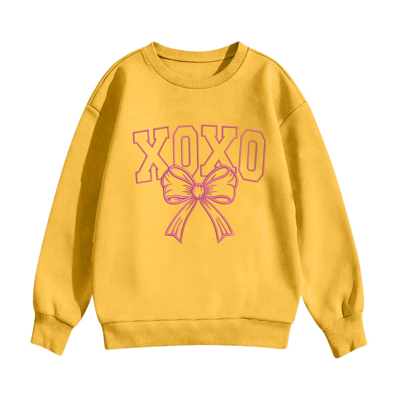 

Children s Casual Round Neck Printed Pullover Long-sleeved Hooded Sweatshirt Top 160 жовтий