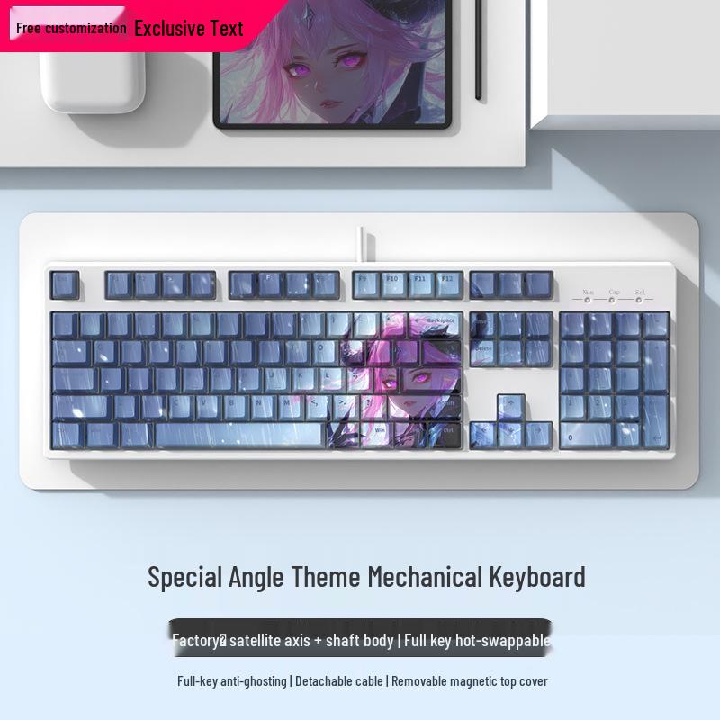 Makima Esports Mechanical Keyboard - Wired, Silent Blue Switch, 104-Key, Stylish Design for Office and Gaming.