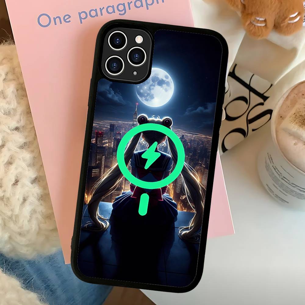 S-Sailors Anime Moon Magnetic Phone Case For IPhone 16 15 14 13 12 11 17 Pro Max Plus Wireless Charge Cover