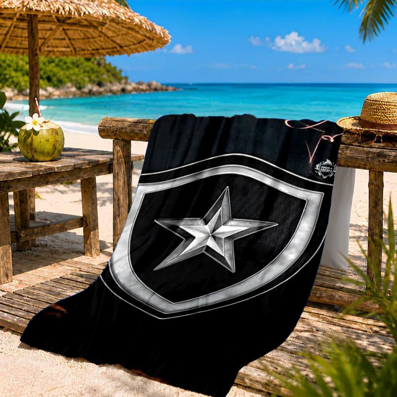 Shield With Star Emblem Printed Microfiber Beach Towel, Soft And Absorbent, Quick-Dry, Ideal for Summer Travel, Beach Essential, Swimming Pool