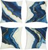 4pcs Blue Gold White Marble Agate Printed Pillow Cover Polyester Cushion Case 2D Flat Luxury Decor Now