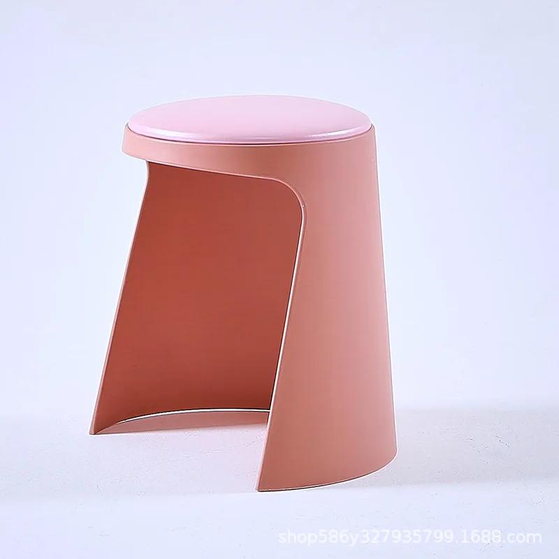 

Садовый балконный водонепроницаемый табурет, утолщенный пластиковый табурет для дома, гостиная, обеденный стул, подушка, складное хранение розовый