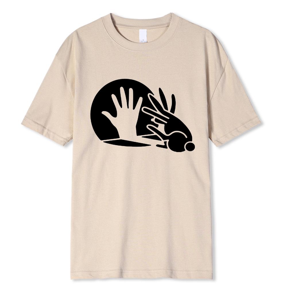 Men Women Funny Rabbit Shirt Animal Bunny Lover Shadow Play Pun Gift T-Shirt Oversized Tops Cotton T Shirt