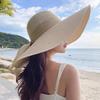 Women's Large Brim UV Protection Foldable Straw Hat with Bow for Spring/Summer