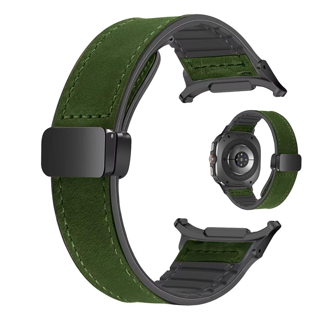 Leather Silicone Watch Band for Samsung Galaxy Watch 7 Ultra 47mm Magnetic Watchband for Samsung Galaxy Ultra 47mm Watch Straps