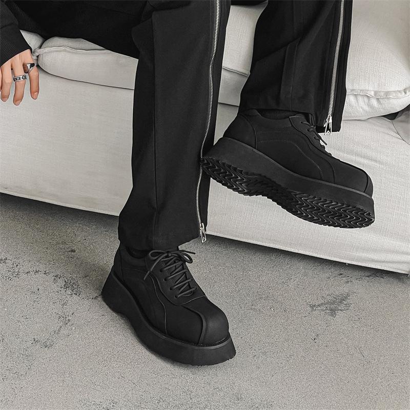 Leather shoes men's autumn and winter business suit youth big head Hong Kong style student wedding groom platform Martin boots 20255-J