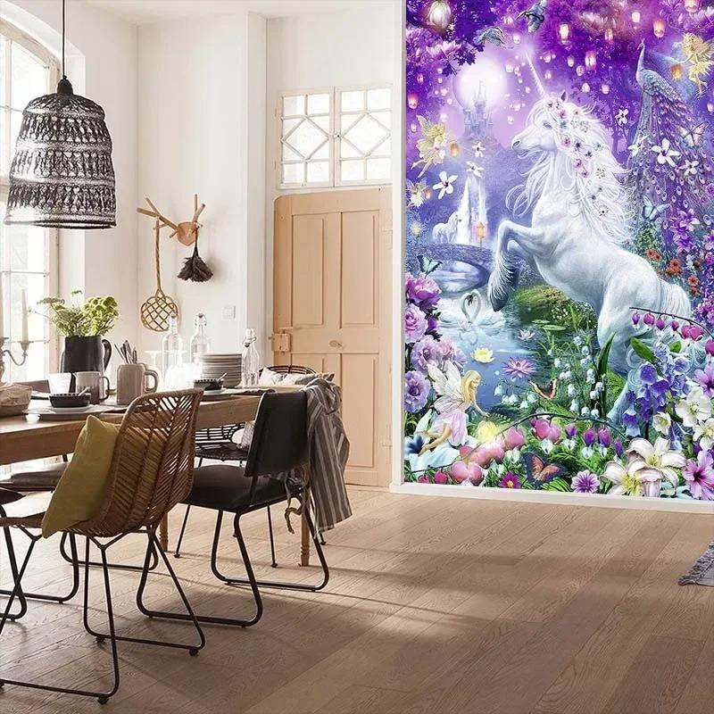 Сказочный Радужный Единорог Декоративное Настенное Полотно Декор Стен Дома Офис Гостиная Настенное Полотно 100x75cm