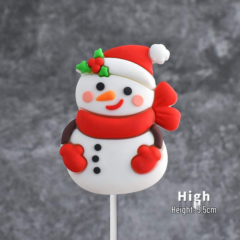 Popular Soft Glue Christmas Cake Ornaments: Santa Claus & Snowman Inserts for Holiday Party Desserts