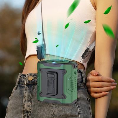 Portable Waist Fan USB Rechargeable Clip On Wearable Belt Shirt Body Fan Hands-Free Cooling Neck Fan with Flashlight for Camping