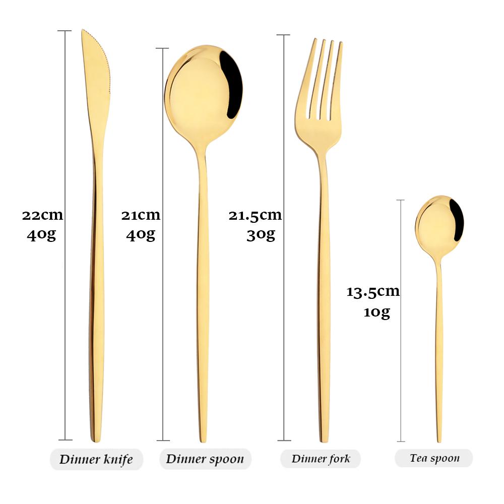 Jankng Gold 24Pcs Dinnerware Stainless Steel Cutlery Set Knife Fork Spoon Western Tableware Set Dinner Kitchen Silverware Set