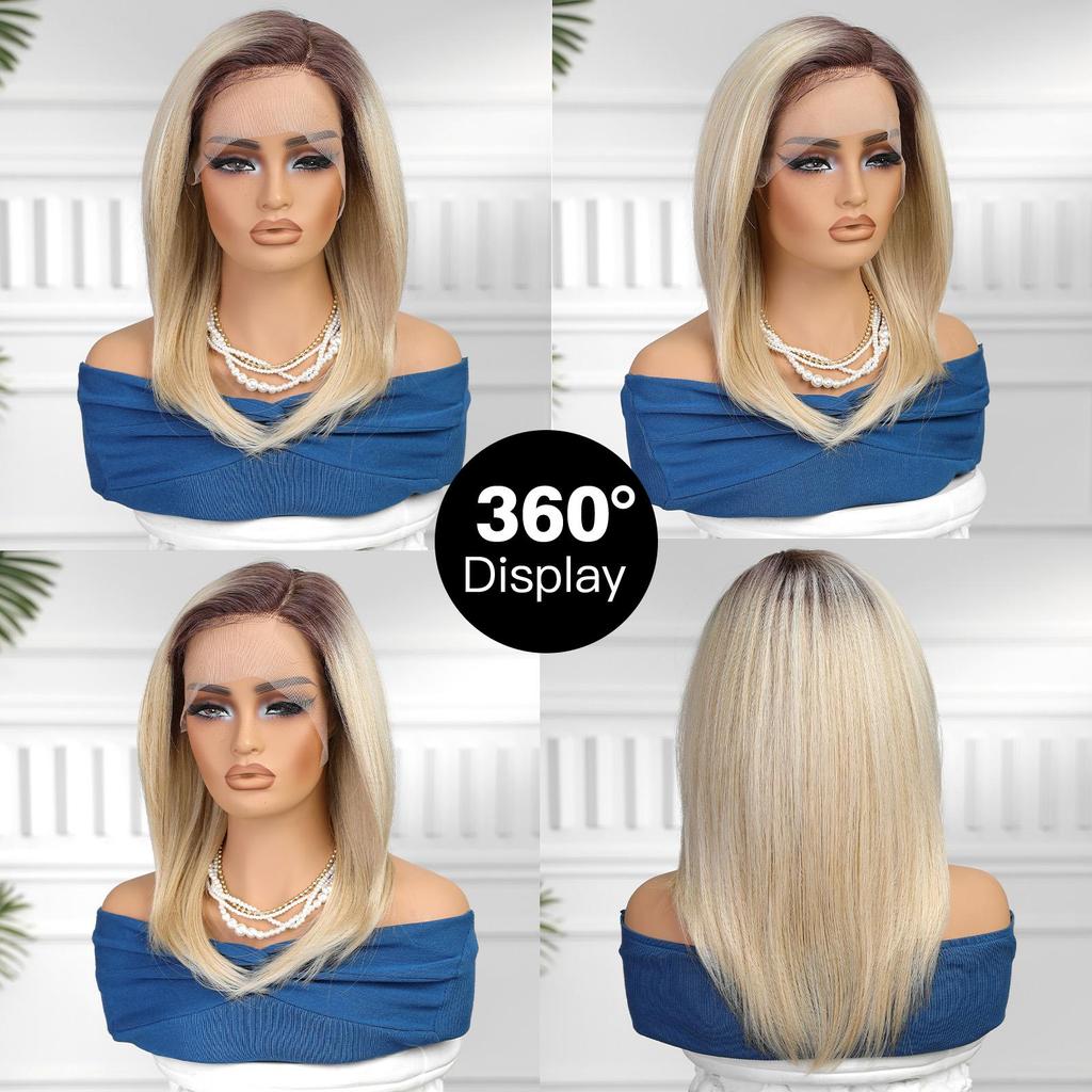 LOUIS FERRE Lace Front Wigs Long Straight Hair Blonde Wig with Side Part Daily Use Party Wig for White Women Heat Resistant