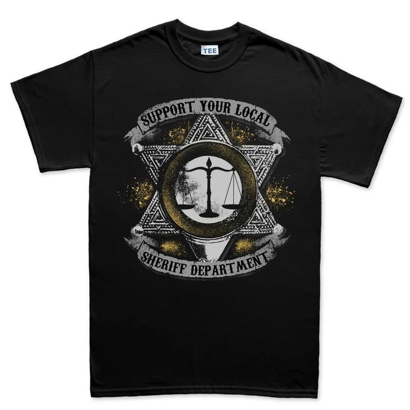 

Sheriff Star Unisexs Cotton T Shirt Graphic Grunge Vintage Style Black(Character count ) S