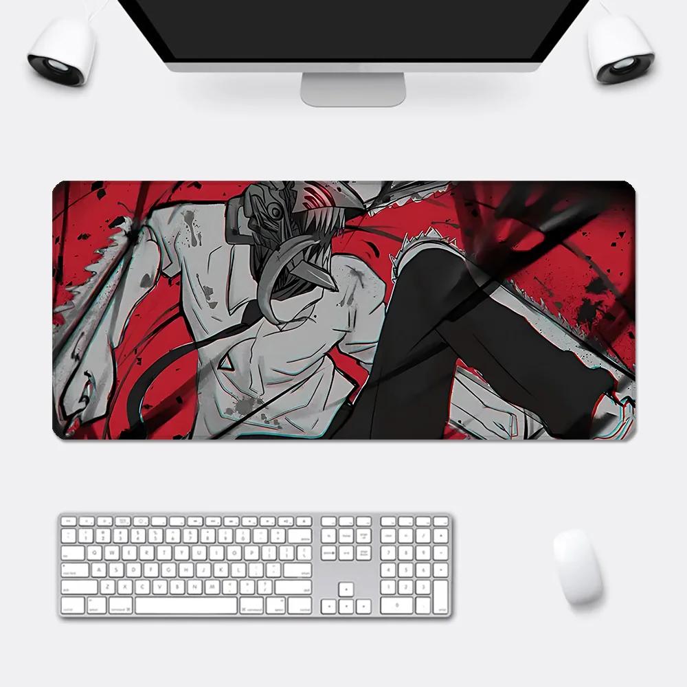 Anime Chainsaw Man Mauspade HD-Druck Computer-Gamer Verriegelungskante Rutschfestes Mauspade XXLxcm Tastatur PC Schreibtischunterlage