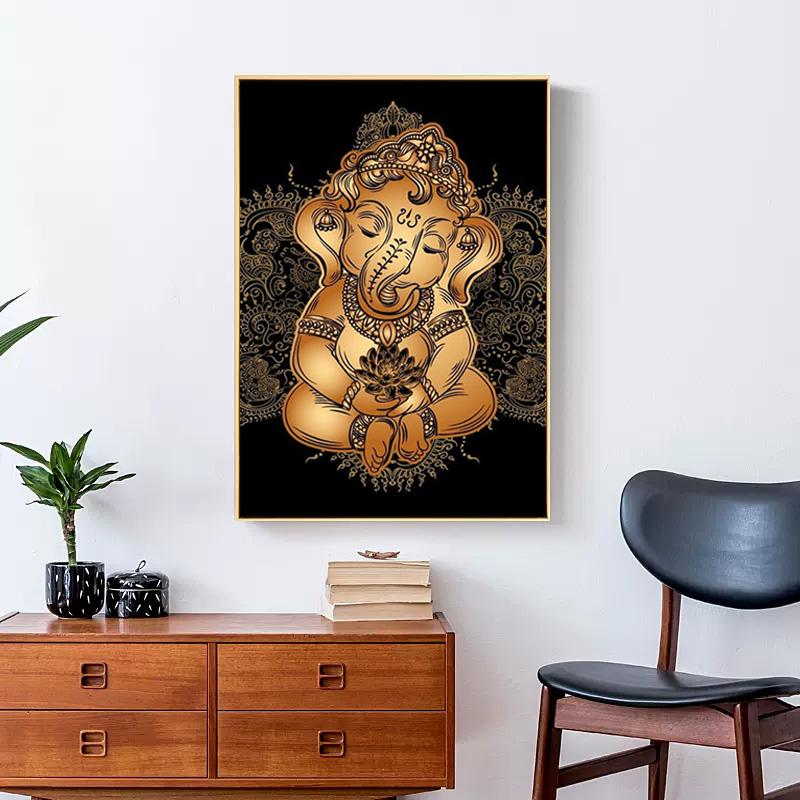 Nordische goldene Baby Ganesha Leinwand Malerei Poster und Drucke abstrakte Bilder für moderne Wohnzimmer Home Wand Kunst Dekoration