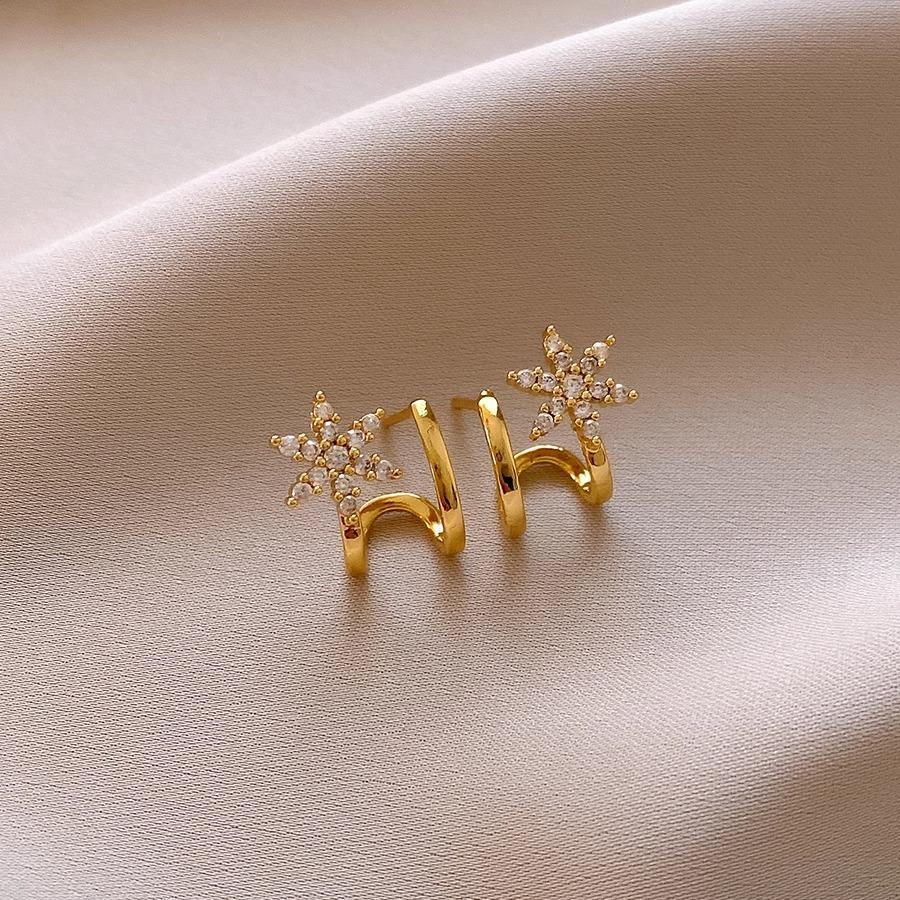 Zirconia Star Stud Earrings: Retro, Simple, High-End Feel Luxury золотое покрытие