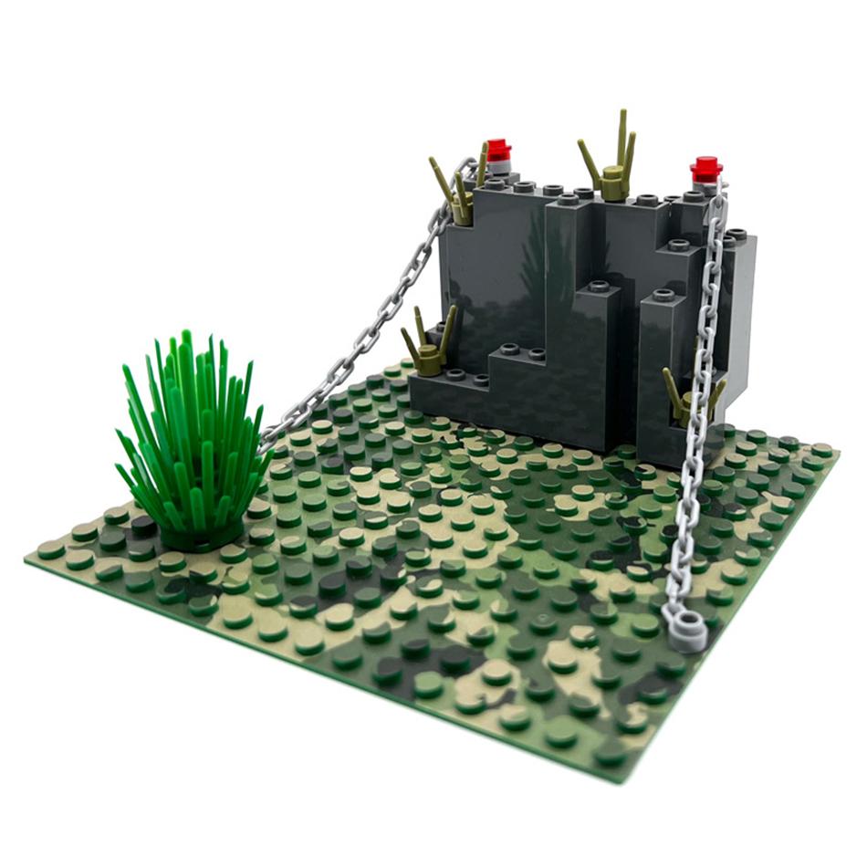 DIY Militär Dschungel Thema Szene MOC Bausteine Armee Architektur Bunker Gräben Lager Module Steine Spielzeug für Kinder Geschenke