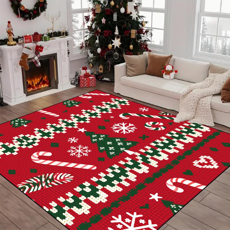 Christmas Themed Carpet Living Room Decoration Sofa Rug New Year Light Luxury Carpets for Bedroom Large Area Non-slip Floor Mats