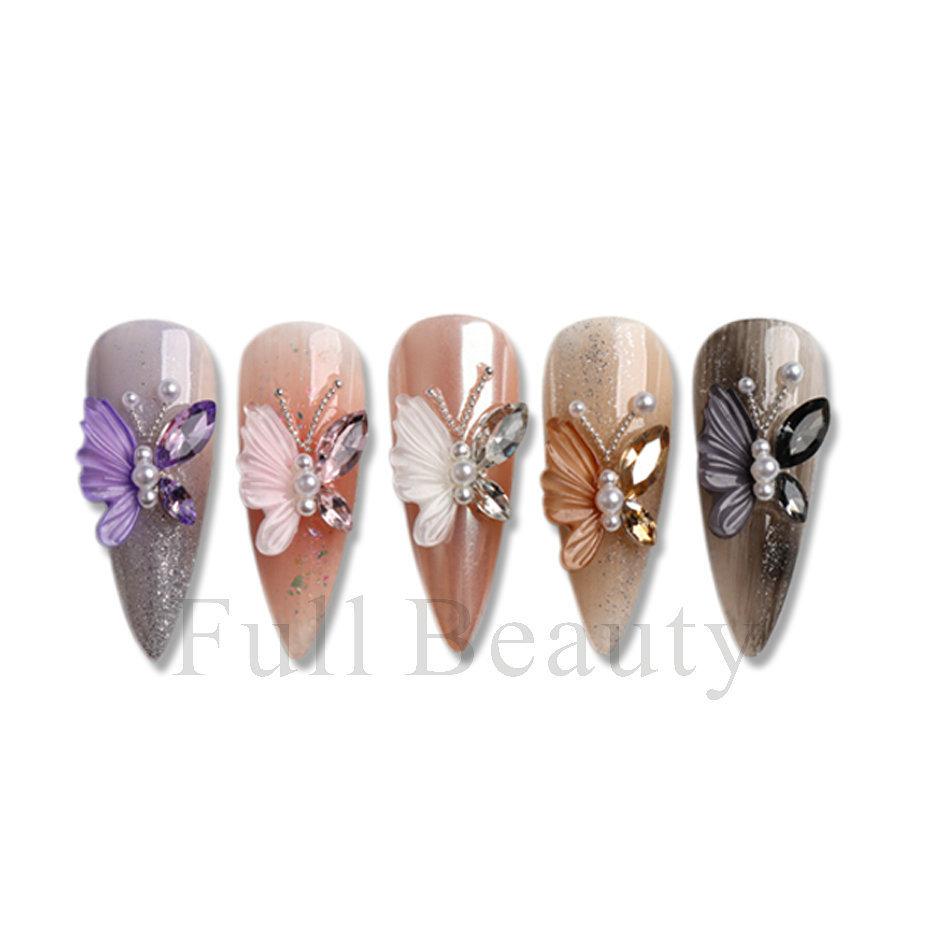 10 buc./set fluture francez diamant Nail Art DIY Decoratiuni de piatra Sclipici colorate DIY Nail Art Metal