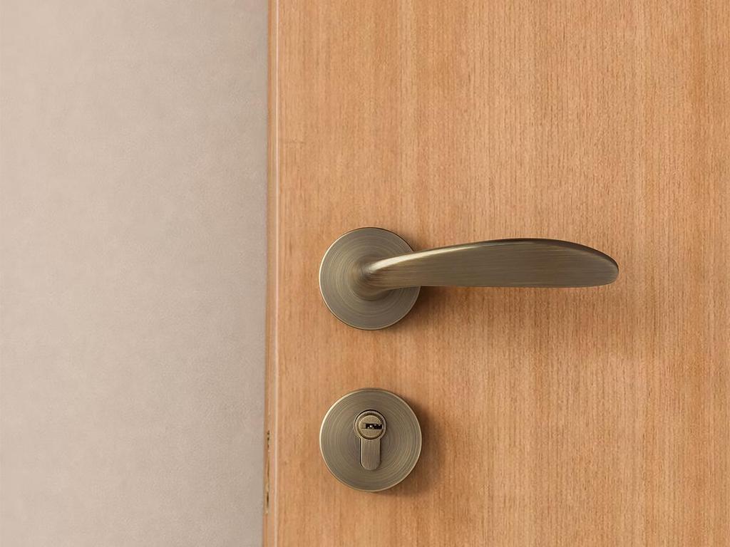 Antique Bronze Magnetic Silent Bedroom Door Lock with Retro Wood Handle