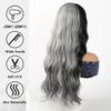 Women's Long Curly Black-Gray Wig with Fashion Highlights and Air Bangs