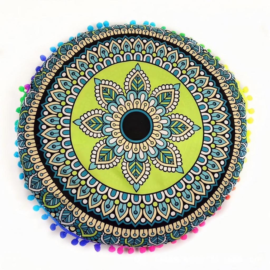 Bohemian 43cm/80cm Round Pillow Case Mandala Pattern Cushion Cover Indian Elephant Retro Meditation Floor Decorative Pillows