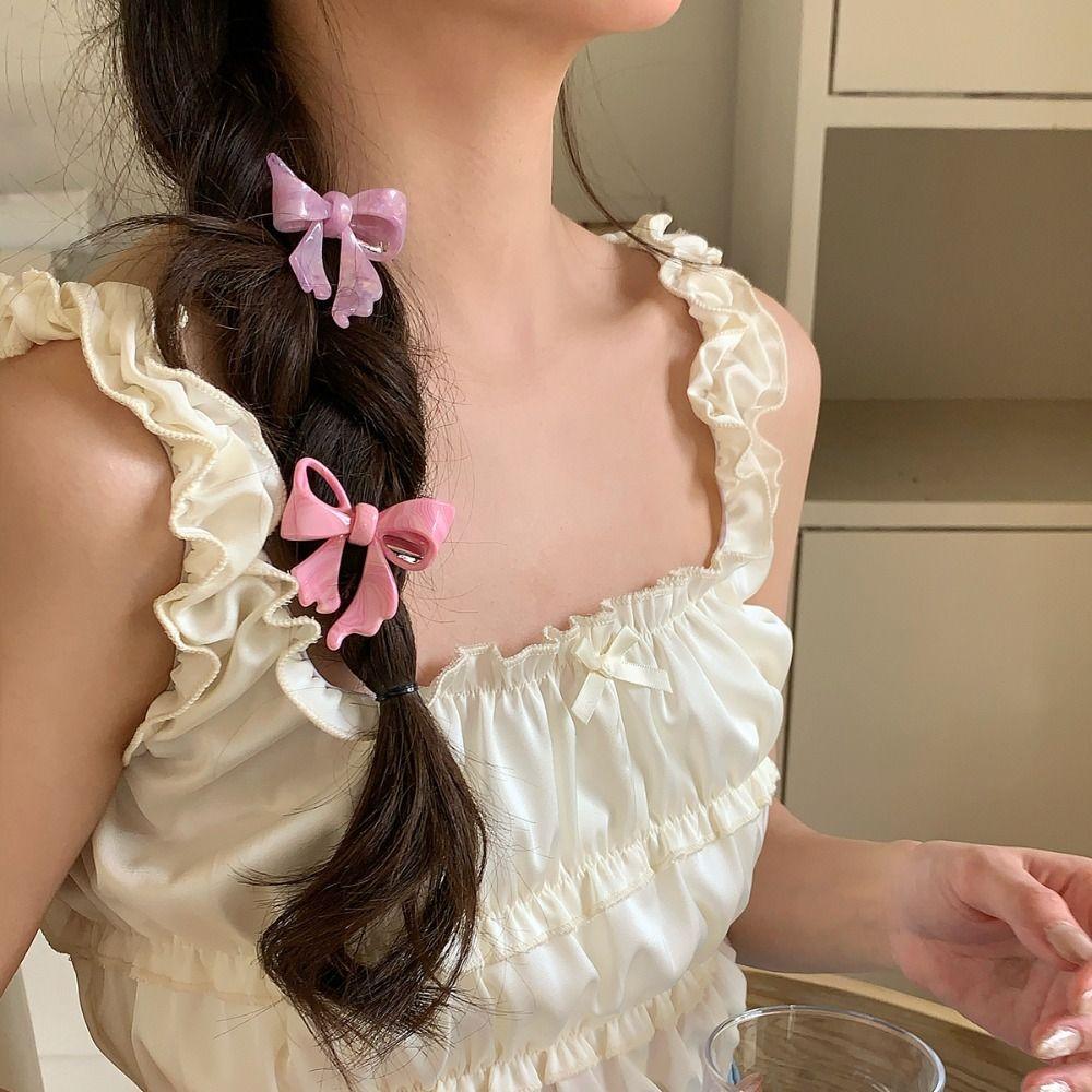 Hairpin Acetic Acid Hairpin Barrette Bowknot Duckbill Clip Fashion Bow Hair Clip Girls