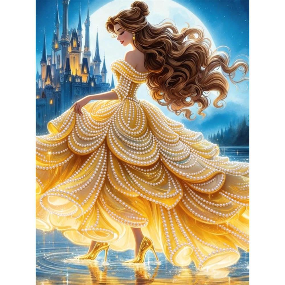

Disney Belle DIY Artificial Pearl Artwork This is a handmade gift that can be used for wall decoration and is suitableforbothhomeandofficeenvironments 35x45cm