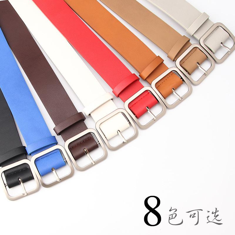 Simple Square Buckle Womens Pu Leather Belt Versatile Fashion Accessory For Work And Casual