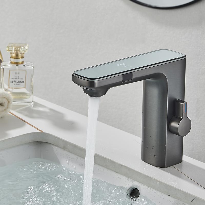 Smart Sensor LED Faucet Bathroom Basin Infrared Faucet Kitchen Sink Mixer Tap Hot and Cold Vanity Touchless Tap Digital Display
