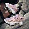 Runaway Schuhe Verformungsschuhe Vierrad-Doppelzweck-Rollschuhe Doppelreihige Runaway Schuhe Rollschuhe