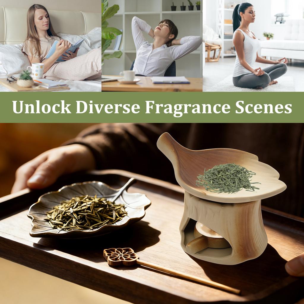 Ceramic Aromatherapy Stove Cedar and Herb Burner Ceramic Candle Incense Burner Flower Grass and Essential Oil Aromatherapy Stove