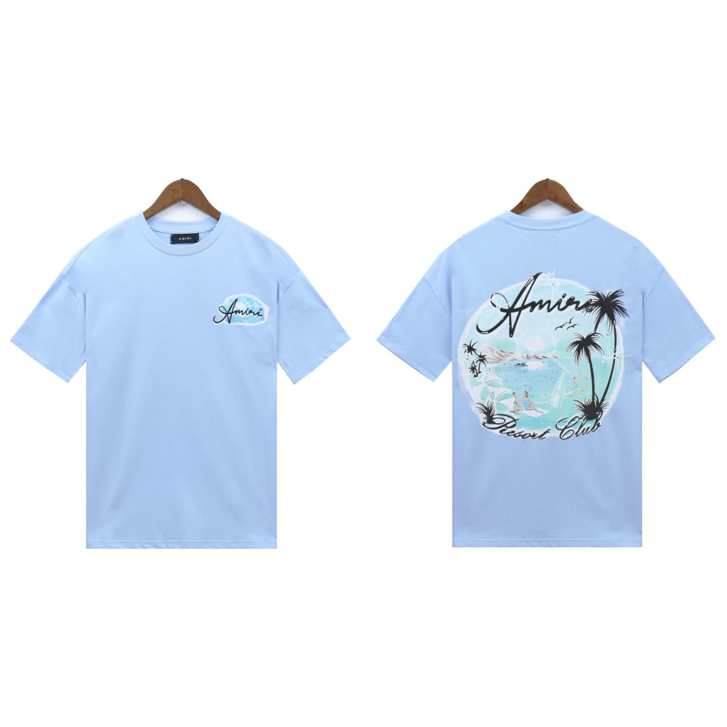 

2213 Amiri 2025 Літо Нова Чоловіча та Жіноча Вільна Бавовняна Футболка Великого Розміру для Пари S