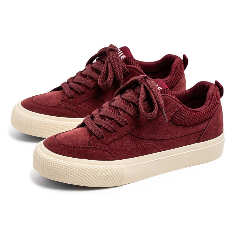 

Мужская обувь 2025 года, весна и осень, новый гонконгский стиль, ретро, для отдыха, спорта, лето, увеличение роста, нескользящая, молодежная обувь для хлеба и прилива 39 бордовый