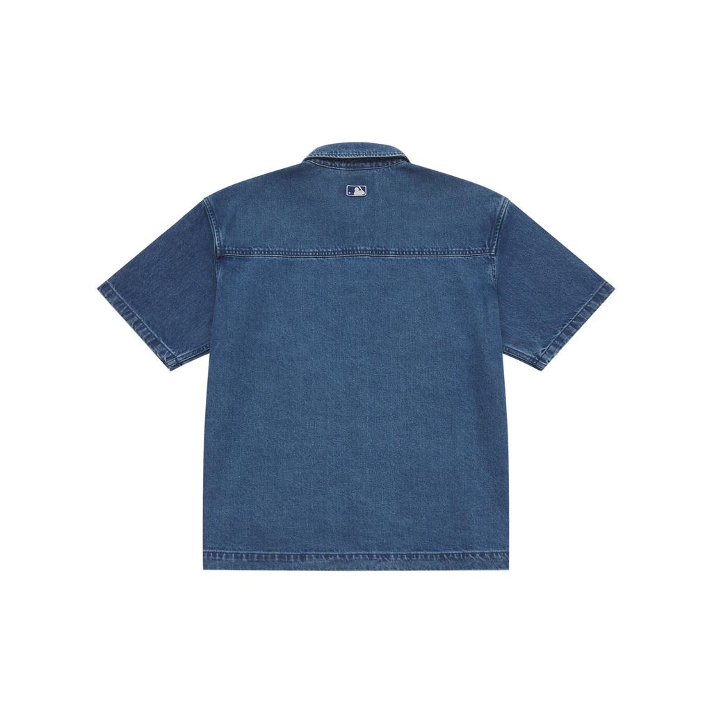 MLB Monogram Vintage New York Yankees SS25 American Retro Wash Simple Fashion Solid Color Loose Comfortable Short Sleeve Shirt 3ADRM0653-50INS
