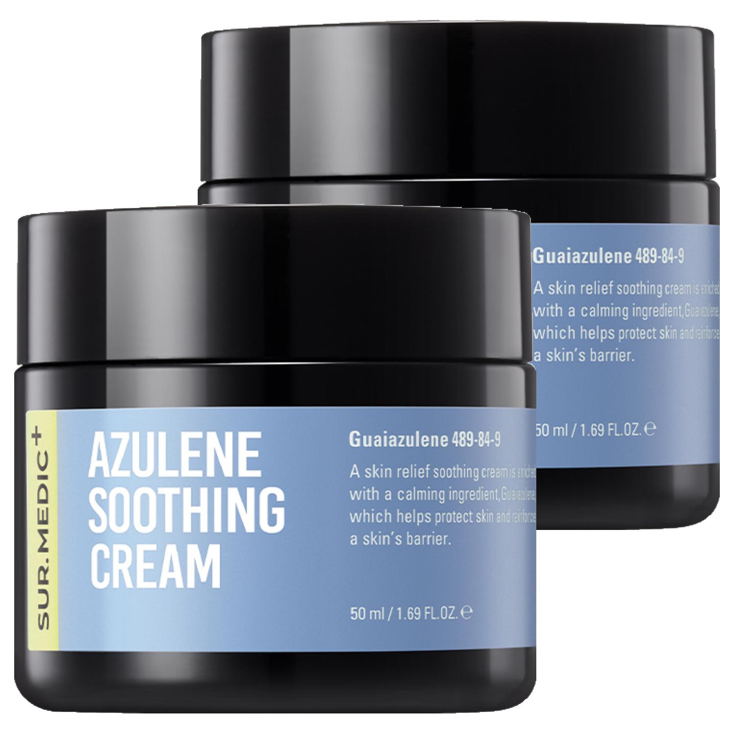 Sur.Medic+ Azulene Soothing Cream - Intensive Calming & Skin Barrier Repair Moisturizer for Sensitive Skin (50ml x 2pcs)