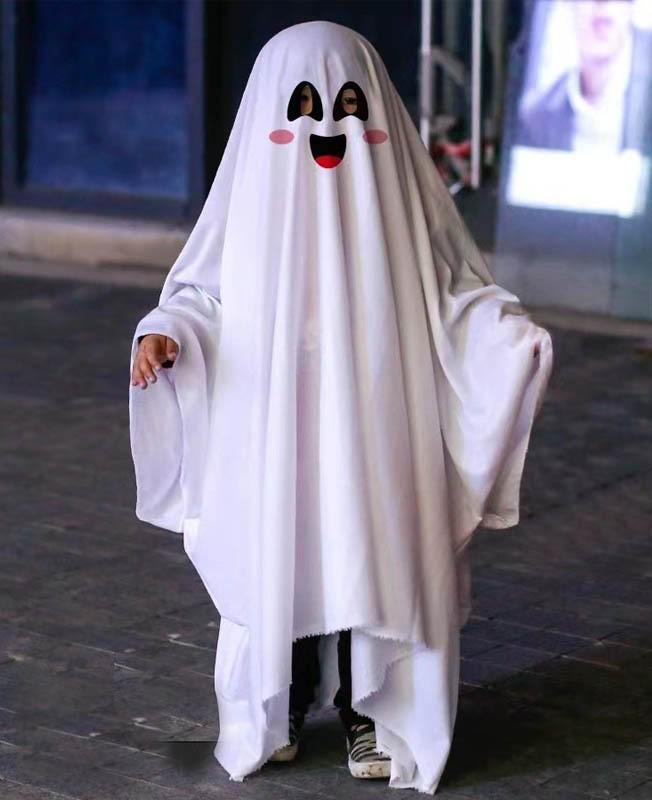 Halloween Parent-Child Ghost Costume Set with Face Mask and Cloak