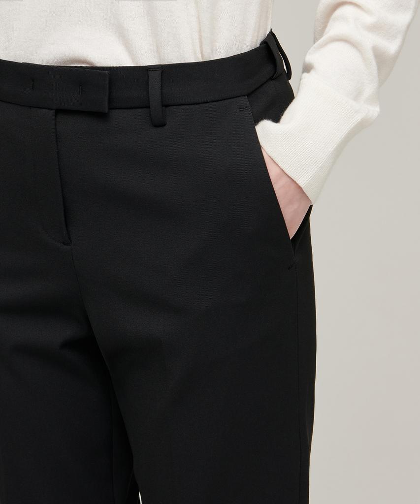 MUSINSA STANDARD WOMAN Women'S Heavyweight Fleece-Lined Slim Straight Hidden Elastic Waist Slacks [Black]