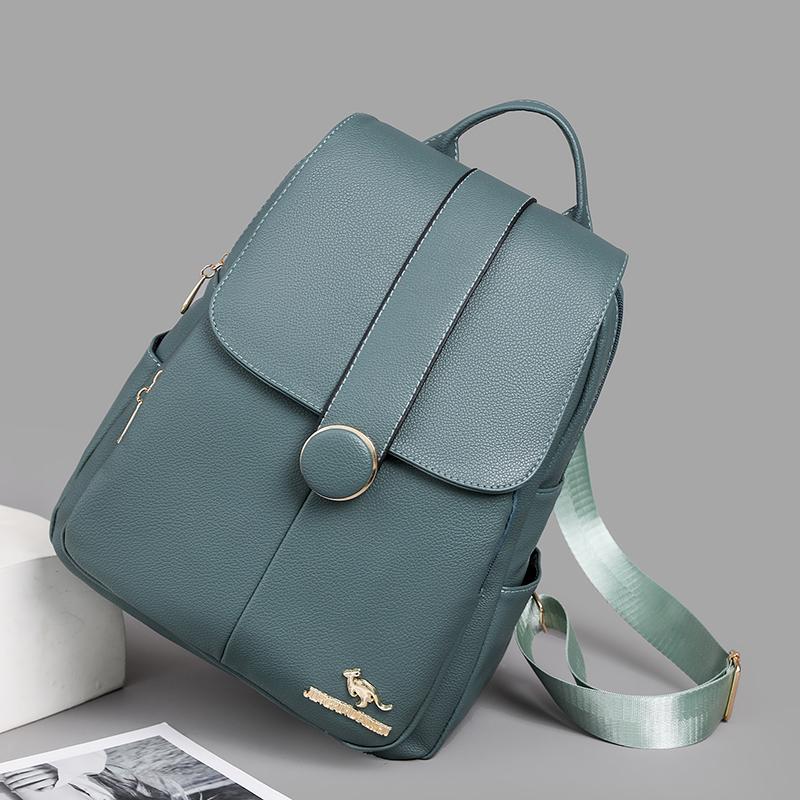 Women's Soft Leather Large Capacity Solid Color Bag Backpack Shoulder Bag