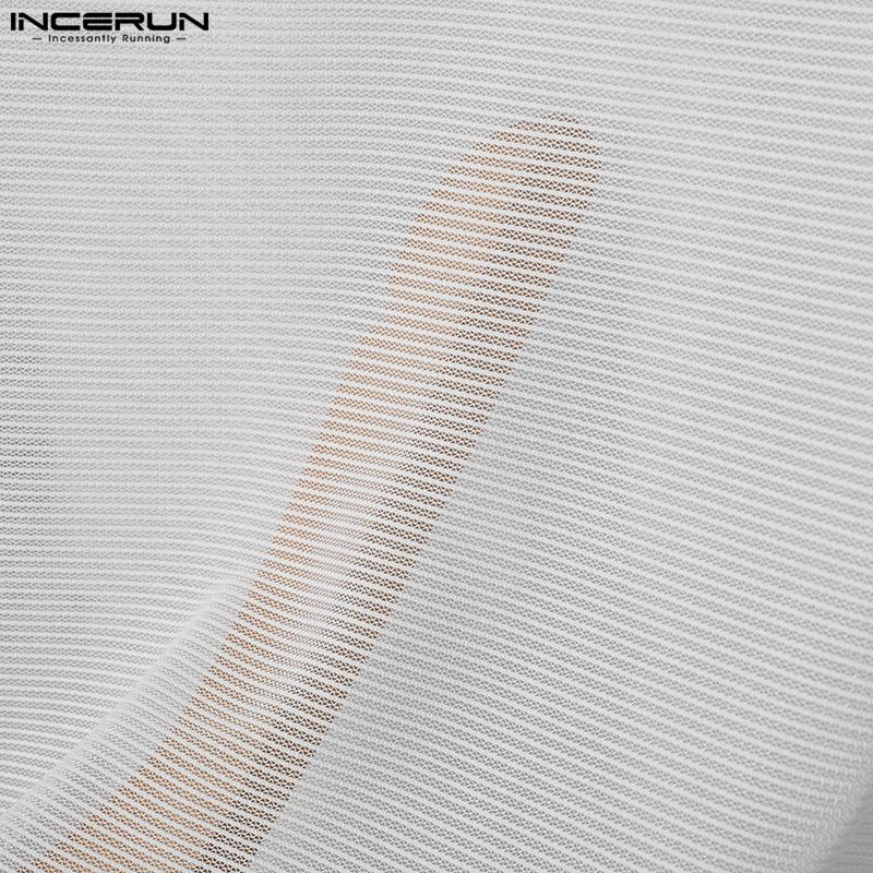 INCERUN Pánská trička Slim Fit Muslce Mesh s krátkým rukávem