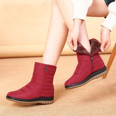 Waterproof Snow Boots Women Winter Shoes Flat Non-slip Cold Winter Women Ankle Boots Warm Plush Soft Black Red Plus Size 42 D247