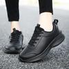Microfiber Leather Shoes Pure Black Lightweight Sports Shoes Low-top Couple Shoes Large Size Casual Walking Running Shoes